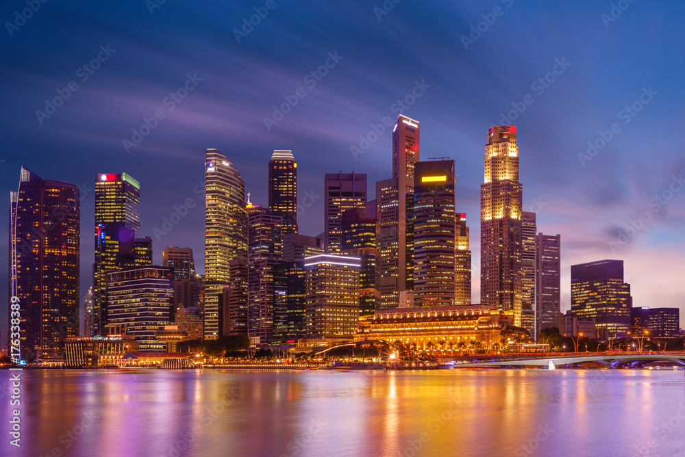 Singapore skyline and view of the financial district