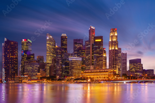 Singapore skyline and view of the financial district