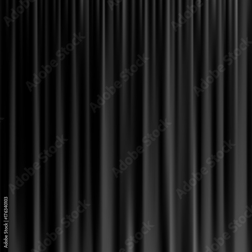 Black curtain background. Vector realistic black curtain.