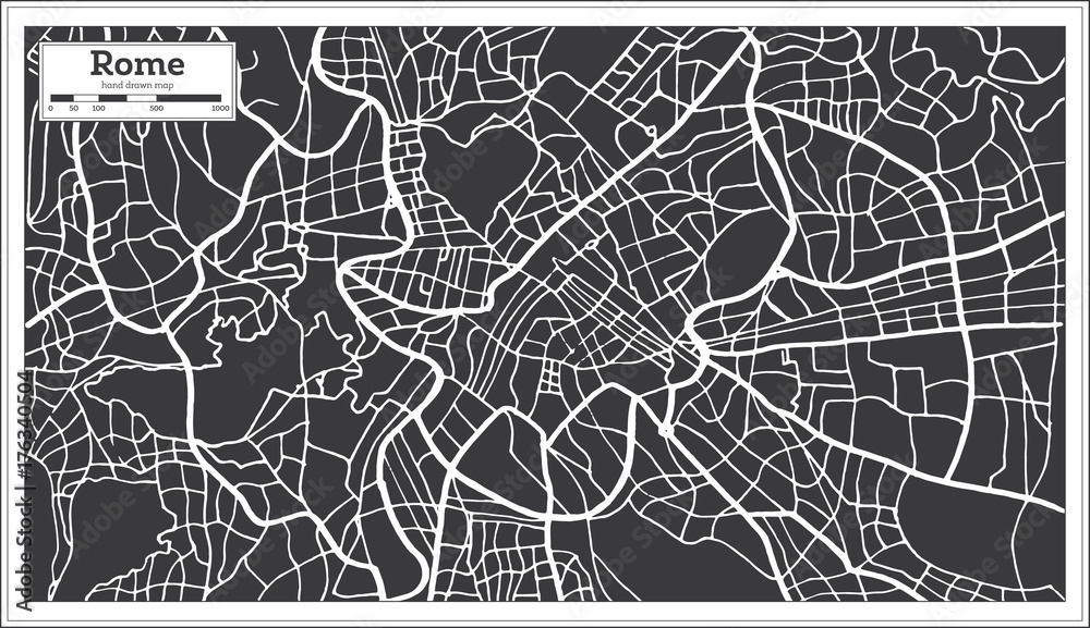 Fototapeta Rome Map in Retro Style. Hand Drawn.