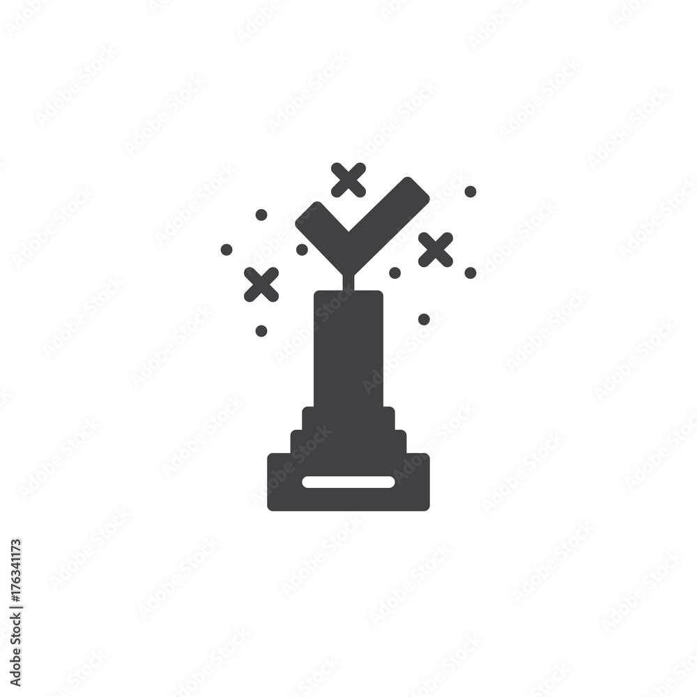Award prize icon vector, filled flat sign, solid pictogram isolated on white. Achievement symbol, logo illustration. Award prize icon vector, filled flat sign, solid pictogram isolated on white. Achievement symbol, logo illustration.
