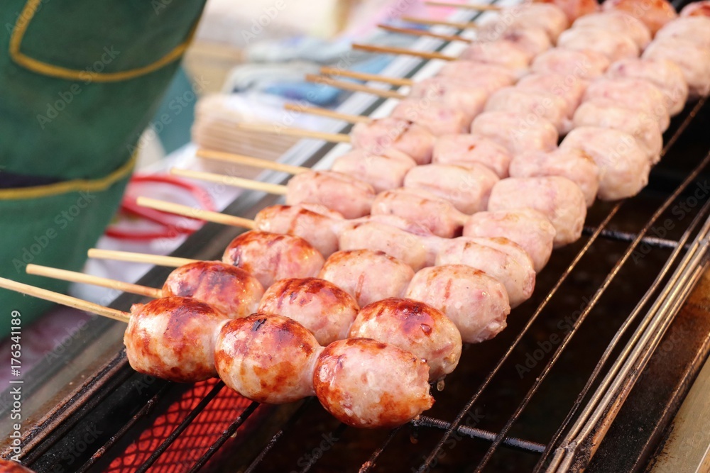 BBQ sausages street food