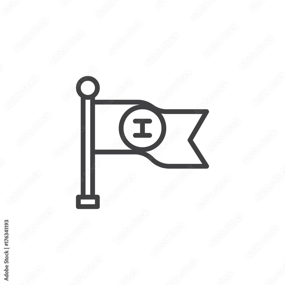 Flag line icon, outline vector sign, linear style pictogram isolated on white. Symbol, logo illustration. Editable stroke Flag line icon, outline vector sign, linear style pictogram isolated on white. Symbol, logo illustration. Editable stroke