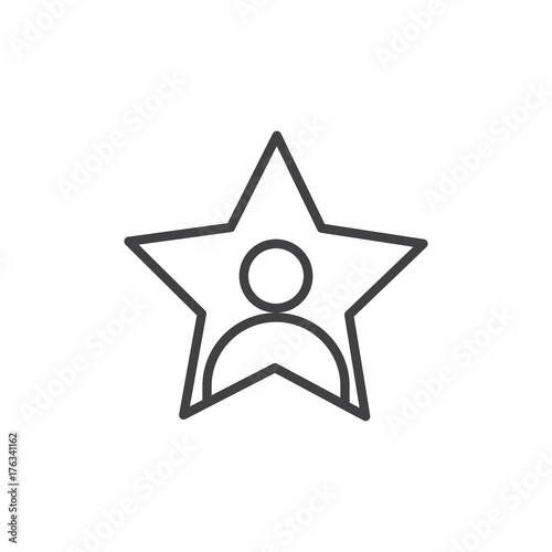 Celebrity line icon, outline vector sign, linear style pictogram isolated on white. Person in a star symbol, logo illustration. Editable stroke