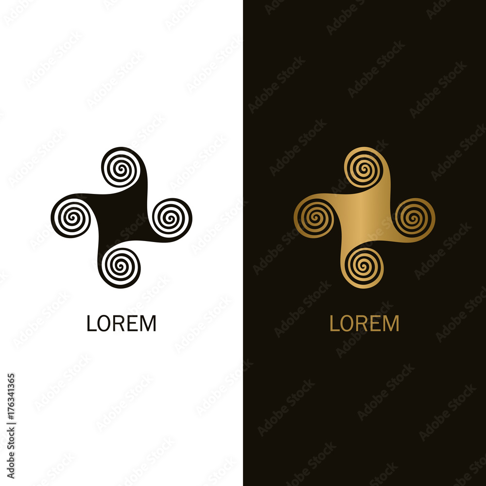 Obraz premium Abstract spiral logo design. Windmill icon isolated vector concept.