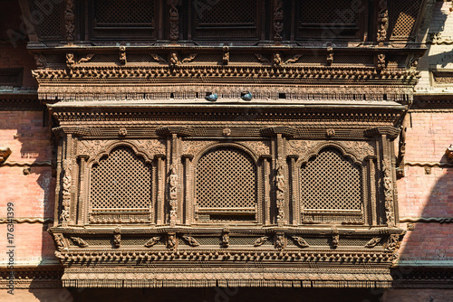 Very old wooden Nepalese window called Ankhi jhyal