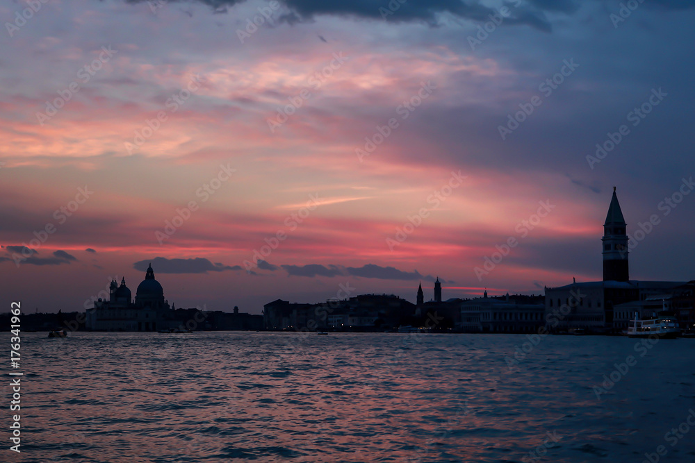 Fototapeta premium Venice twilight sky, Italy