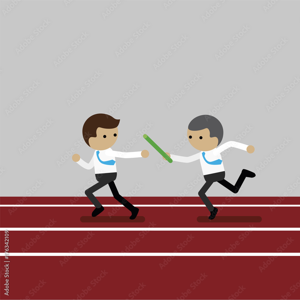 Businessman passing the baton in a relay race Businessman passing the baton in a relay race