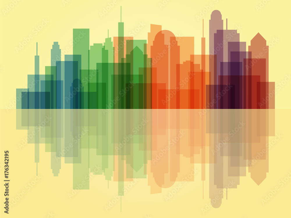 Colorful transparent cityscape background