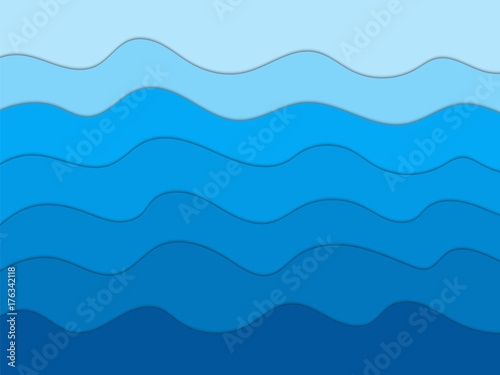 Abstract blue waves background for design,paper style art