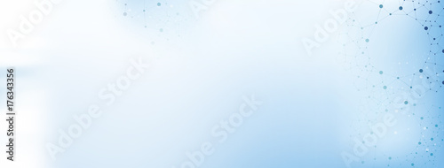 White and light blue medical abstract gradient background with molecules - web banner