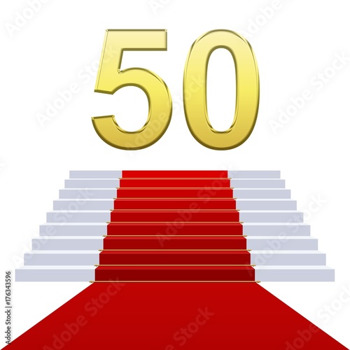 Cuadro en lienzo Escaliers .Tapis rouge. Anniversaire 50 ans