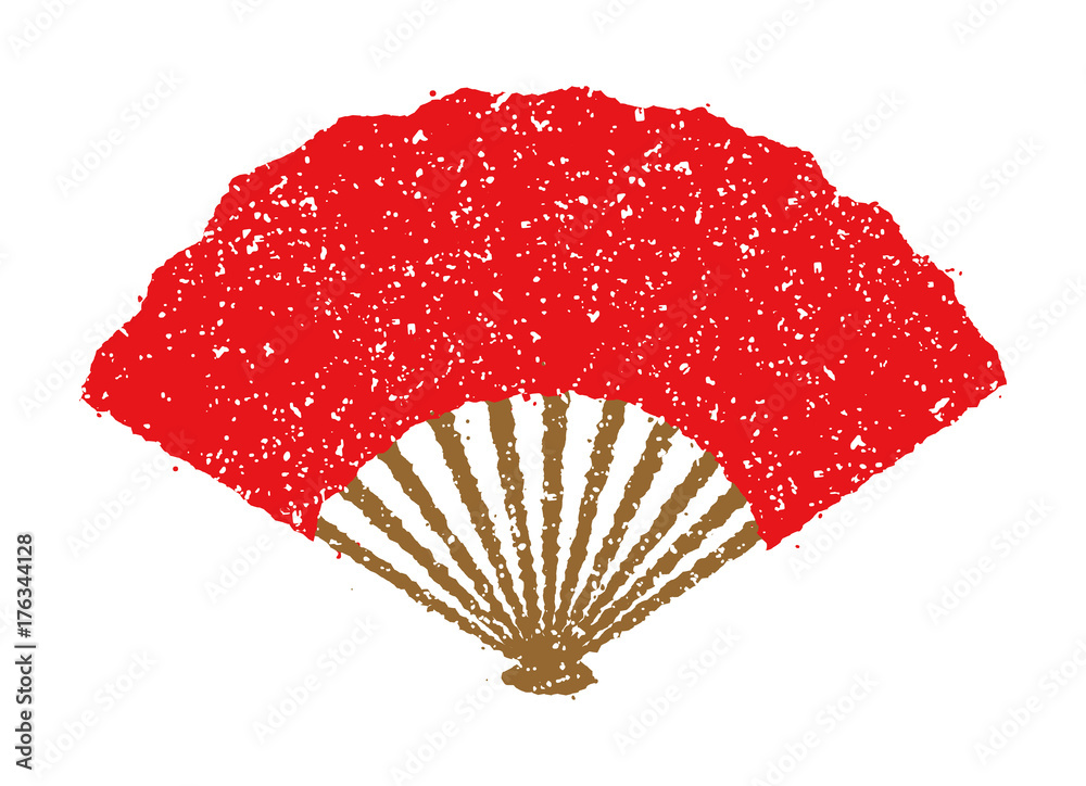 お正月 年賀状 スタンプ風 イラスト素材 扇 Stock Vector Adobe Stock