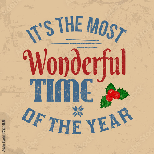 It's the most wonderful time of the year vintage greeting card or poster