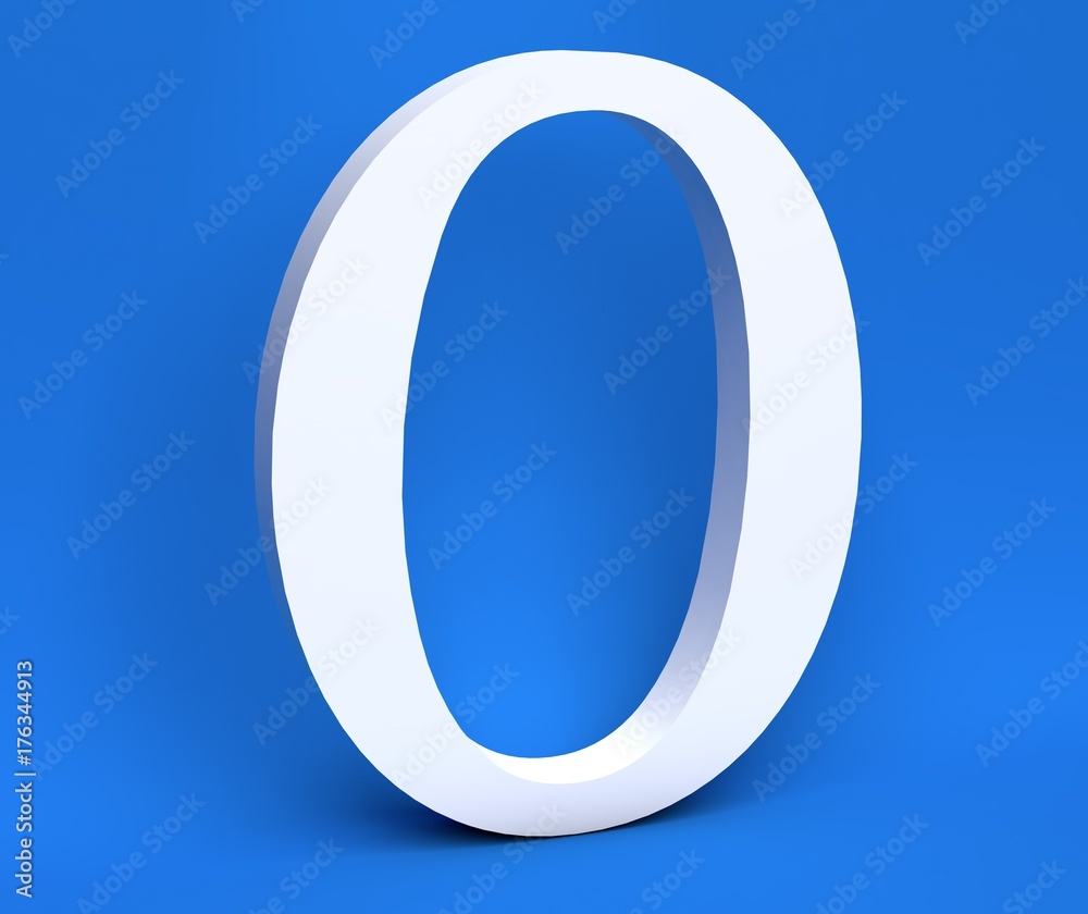 White number 0 (Zero) on a blue background. 3D Render White number 0 (Zero) on a blue background. 3D Render