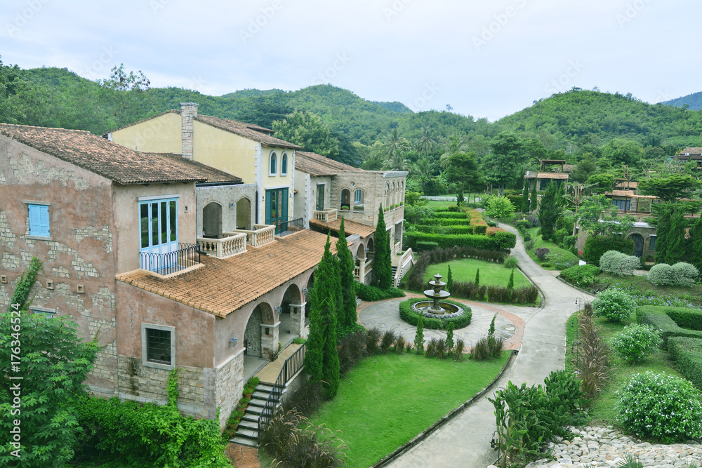 Visit and check in at La Toscana Sua phung Ratchaburi Province Thailand on 21 July 2017 - The beautiful small village resort with green landscape style roman italy for relax in holiday