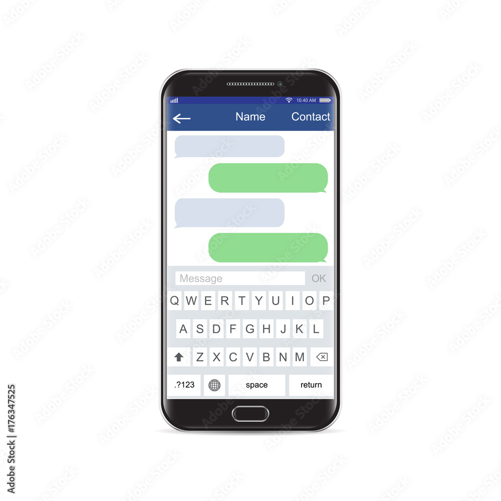 Smartphone black chatting sms app template bubbles, black and white theme. Place your own text to the message clouds. Compose dialogues using samples bubbles! Eps 10 format Smartphone black chatting sms app template bubbles, black and white theme. Place your own text to the message clouds. Compose dialogues using samples bubbles! Eps 10 format