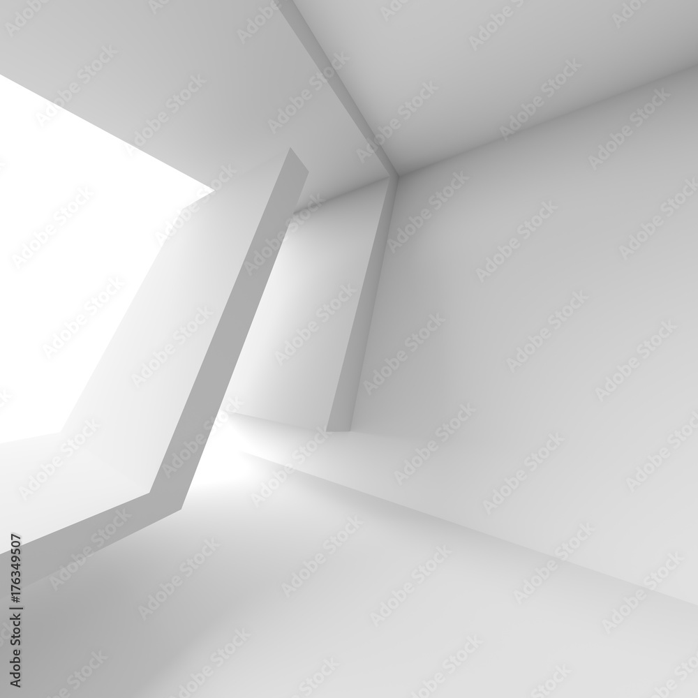 Abstract Interior Concept. White Modern Room with Window Abstract Interior Concept. White Modern Room with Window