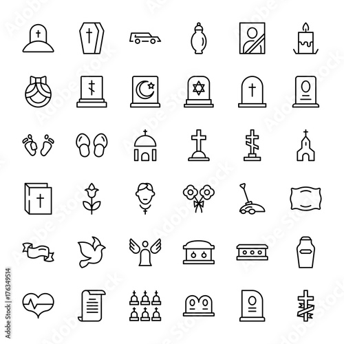 Funeral icon set