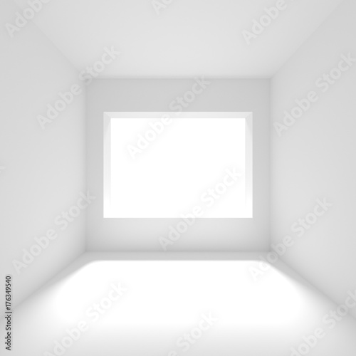 Empty Room with Window. Modern Interior Design. White Hall Concept