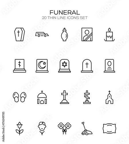 Funeral icon set