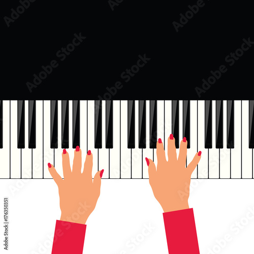 woman hand on piano illustration