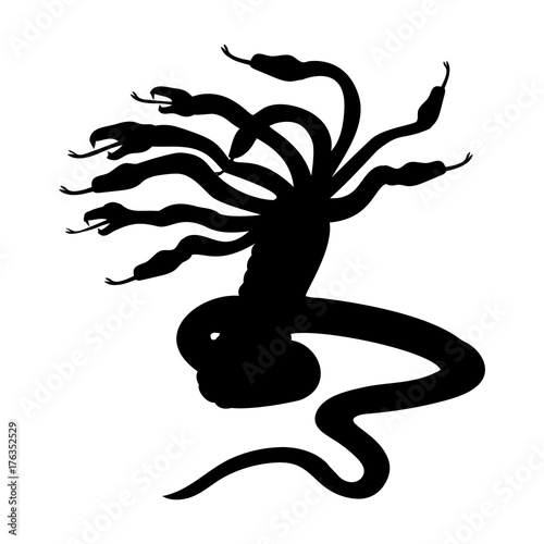 black hydra silhouette on white background clip art preview