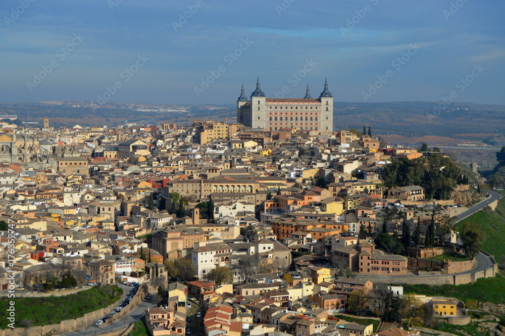 View to Toledo, Spain.Alcazar de Toledo.