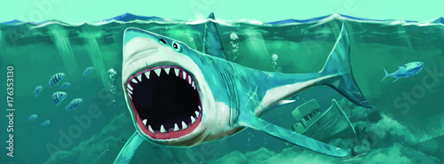 wild shark hand drawn vector illustration