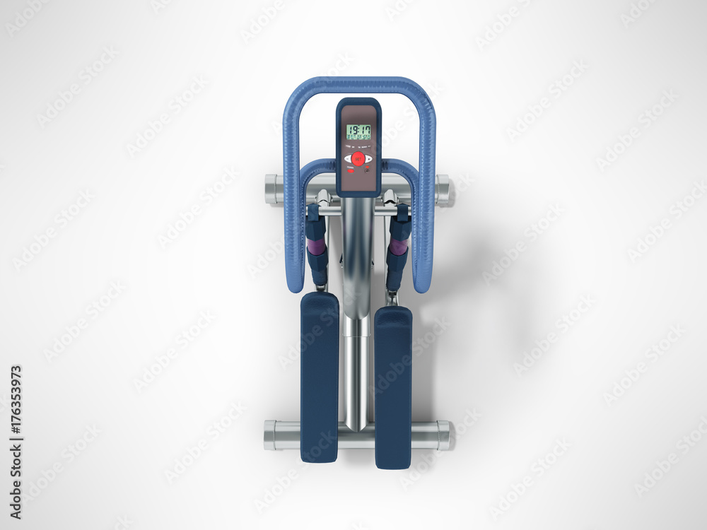 Fototapeta premium Sports trainers for foot stepper blue from above 3D render on gray background