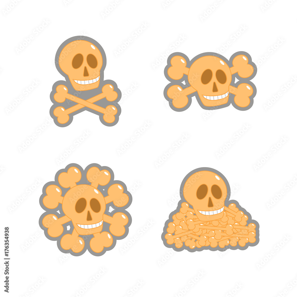 The skull and crossbones. Icon. sticker. Emblem. The skull and crossbones. Icon. sticker. Emblem.