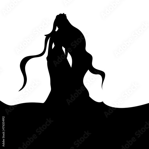 Vászonkép Naiad water nymph silhouette ancient mythology fantasy