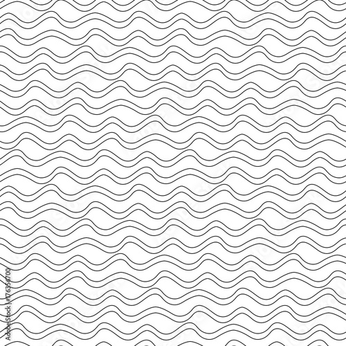 Seamless abstract background of wavy lines. Vector pattern on white background