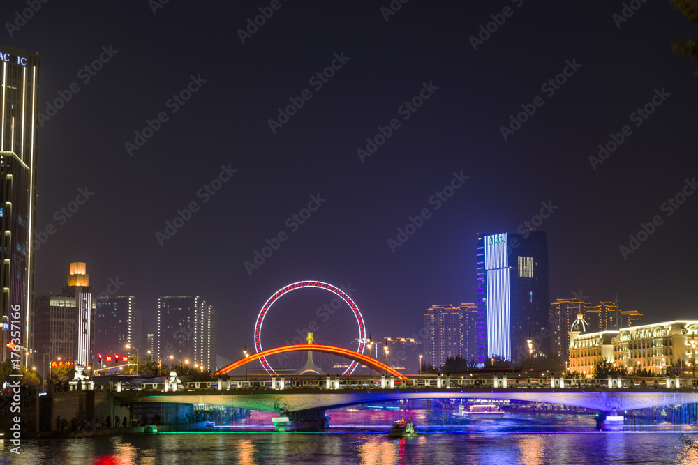 Naklejka premium 天津夜景