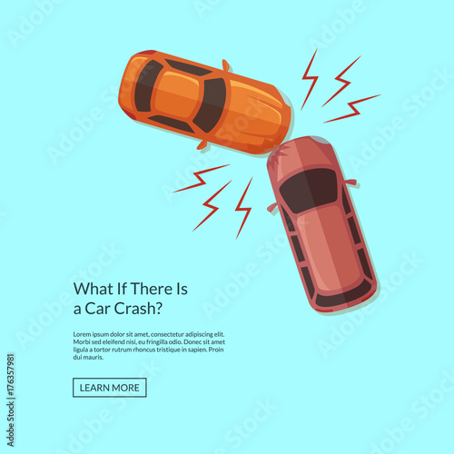 Vector two cars accident top view illustration