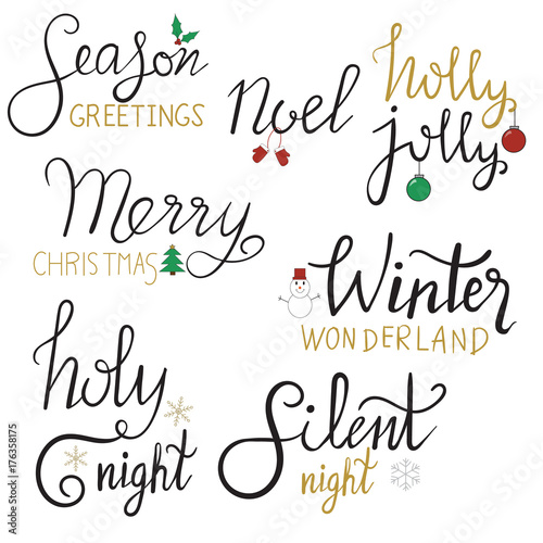 Merry Christmas gold glittering hand draw lettering design. Vector illustration EPS 10