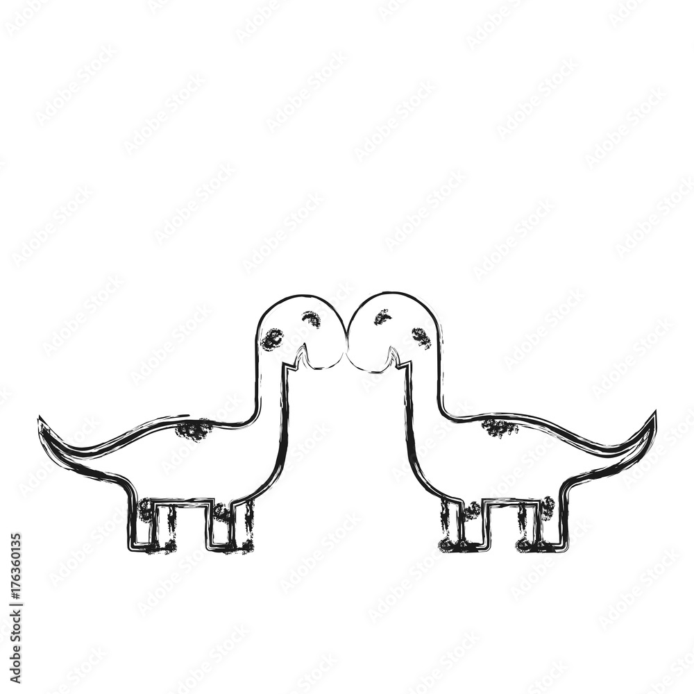 couple of dinosaurs icon over white background vector illustration couple of dinosaurs icon over white background vector illustration