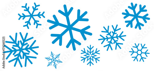 Snowflakes set, blue snowflake icon collection