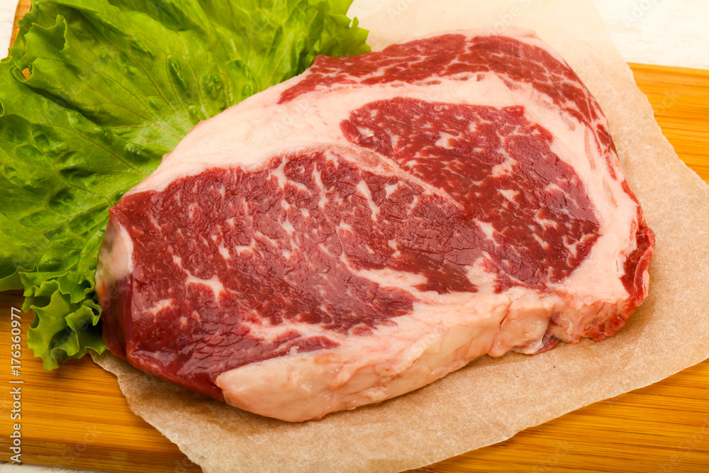 Rib eye raw steak