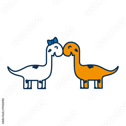 couple of dinosaurs icon over white background vector illustration © djvstock