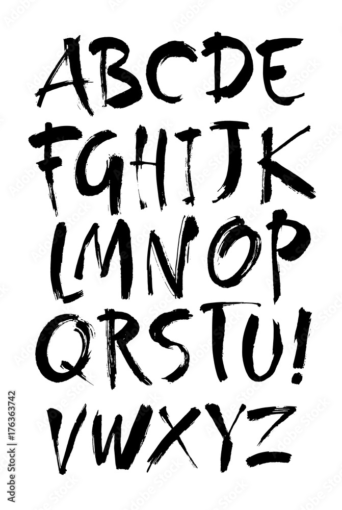 Vector Acrylic Brush Style Hand Drawn Alphabet Font. Brush modern Lettering. Vector Acrylic Brush Style Hand Drawn Alphabet Font. Brush modern Lettering.
