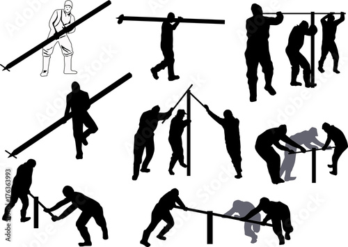 black navvy sketches isolated on white