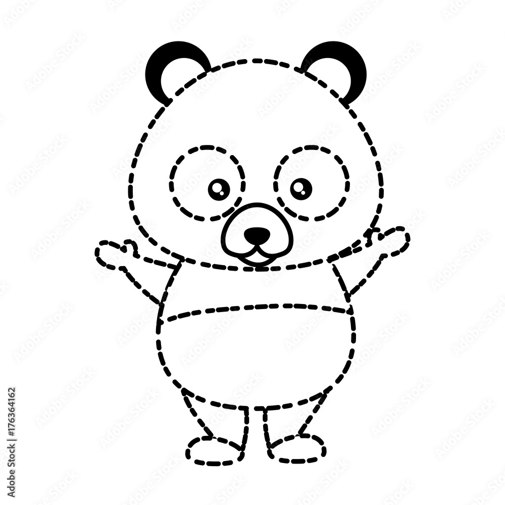 cute panda bear icon over white background vector illustration