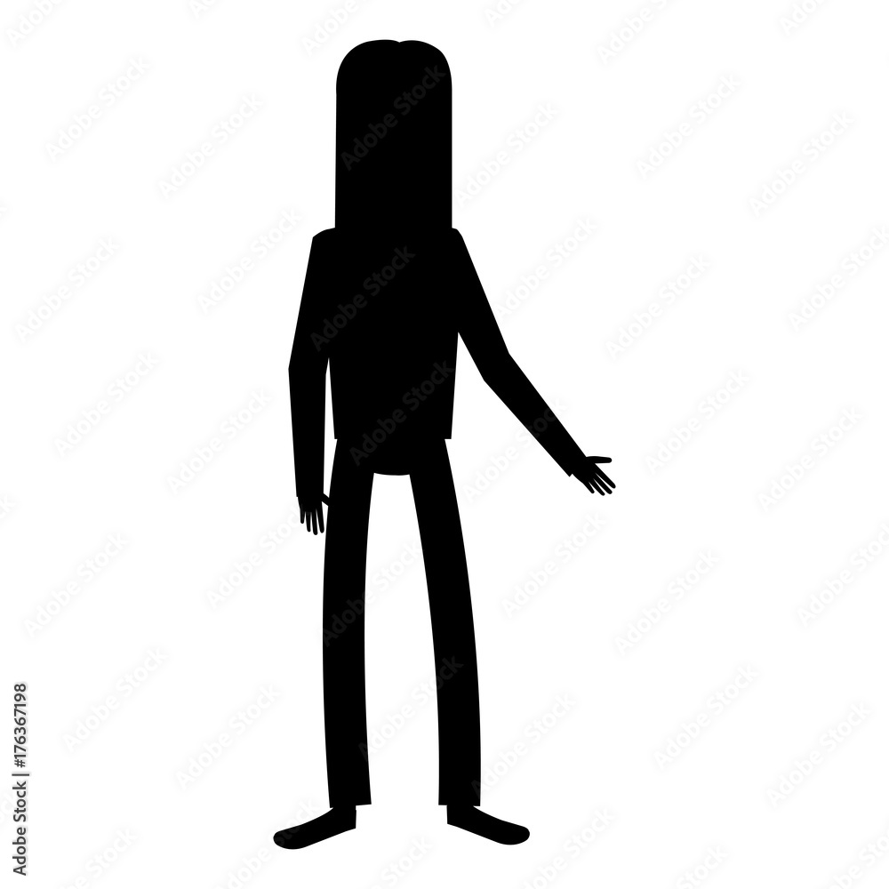 hippie man with long hair silhouette hippie man with long hair silhouette