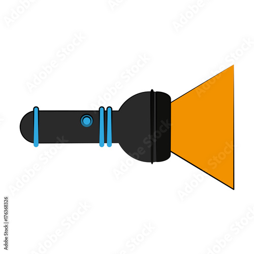 lit flashlight sideview icon image ector illustration design 