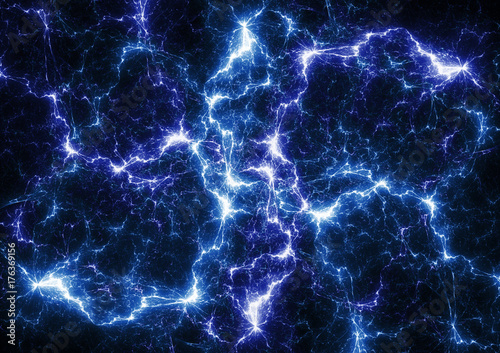 Blue electrical background, plasma and lightning design