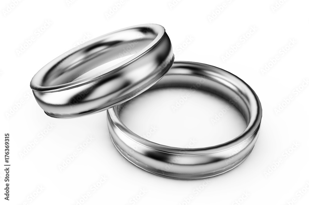 3d render of silver rings isolated on white background 3d render of silver rings isolated on white background