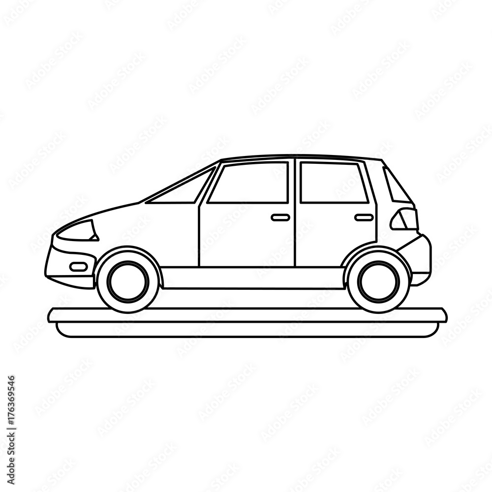 car van sideview icon image vector illustration design  black line