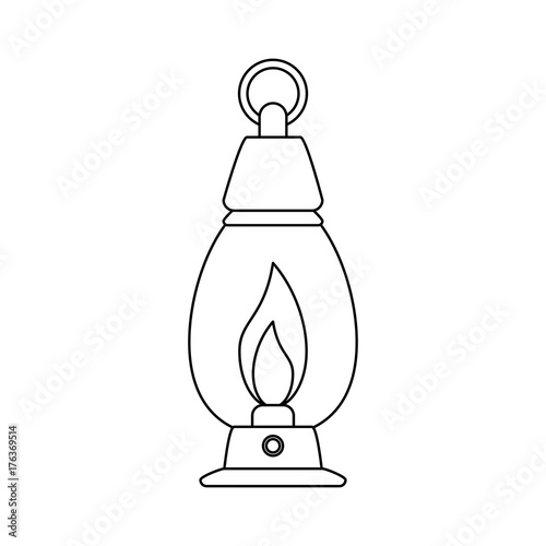 oil lamp camping outdoors icon image vector illustration design  black line