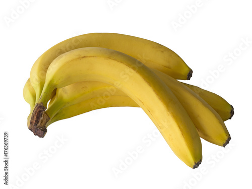 close up bunch of bananas isolated on white background big ripe fruit